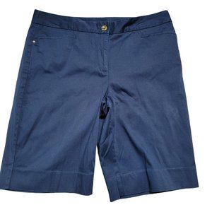Jones New York Signature Shorts Size 10 Navy Blue 11" Inseam Cotton Stretch